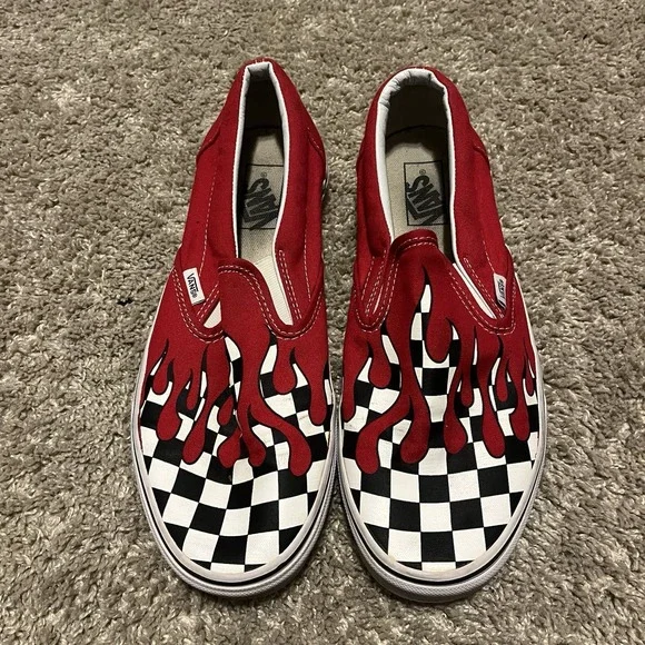 Vans Off The Wall Checkerboard Flame Slip On Shoes Men's 9.5 - Picture 1 of 6
